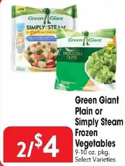 Great Valu Markets Green Giant Plain or Simply Steam Frozen Vegetables offer