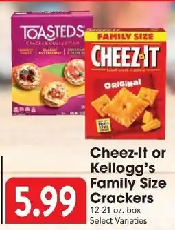Great Valu Markets Cheez-It or Kellogg's Family Size Crackers offer