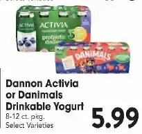 Great Valu Markets Dannon Activia or Danimals Drinkable Yogurt offer