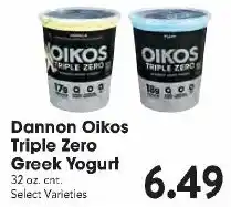 Great Valu Markets Dannon Oikos Triple Zero Greek Yogurt offer