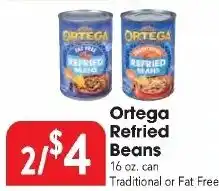 Great Valu Markets Ortega Refried Beans offer