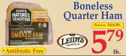 DeMoulas Market Basket Leidy's boneless quarter ham offer