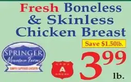 DeMoulas Market Basket Springer mountain farm fresh boneless & skinless chicken breast offer
