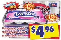 Savers Cost Plus Virtue tissue or towels offer