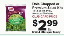 Foodtown supermarkets Dole chopped or premium salad kits offer
