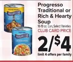 Foodtown supermarkets Progresso traditional or rich & hearty soup offer