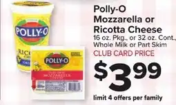 Foodtown supermarkets Polly-O Mozzarella or Ricotta Cheese offer