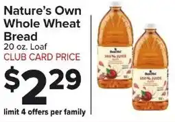 Foodtown supermarkets Nature's Own Whole Wheat Bread offer