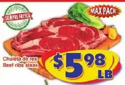 Savers Cost Plus Chuleta de res Beef ribs steak offer
