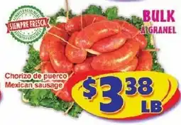 Savers Cost Plus Chorizo de puerco Mexican sausage offer