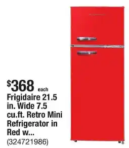 The Home Depot Frigidaire retro mini refrigerator in red offer