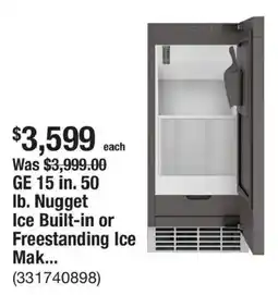 The Home Depot Ge 15 in. 50 lb. Nugget Ice Built-in or Freestanding Ice Mak... offer