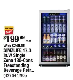 The Home Depot Simzlife 17.3 in.W Single Zone 130-Cans Freestanding Beverage Refr... offer