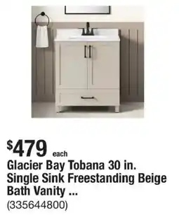 The Home Depot Glacier Bay Tobana 30 in. Single Sink Freestanding Beige Bath Vanity offer