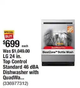 The Home Depot Lg 24 in. Top Control Standard 46 dba Dishwasher with Quadwash offer