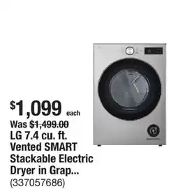 The Home Depot Lg vented smart stackable electric dryer offer