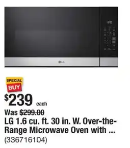 The Home Depot Lg 1.6 cu. ft. 30 in. W. Over-the-range Microwave Oven offer