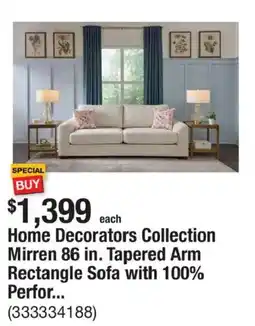 The Home Depot Home Decorators Collection Mirren 86 in. Tapered Arm Rectangle Sofa offer