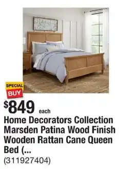The Home Depot Home Decorators Collection Marsden Patina Wood Finish Wooden Rattan Cane Queen Bed offer