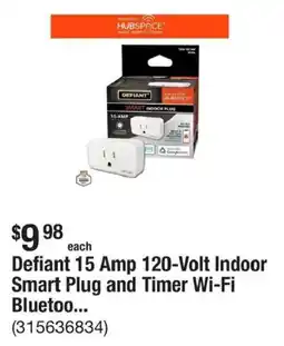 The Home Depot Defiant 15 Amp 120-Volt Indoor Smart Plug and Timer Wi-Fi offer