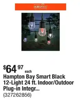 The Home Depot Hampton Bay Smart Black 12-Light 24 ft. Indoor/Outdoor Plug-in Integr... offer