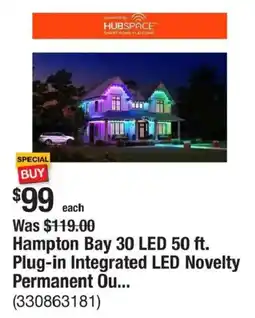 The Home Depot Hampton Bay 30 LED 50 ft. Plug-in Integrated LED Novelty Permanent Ou... offer