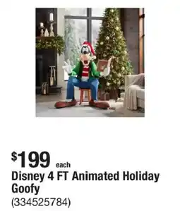 The Home Depot Disney 4 FT Animated Holiday Goofy offer