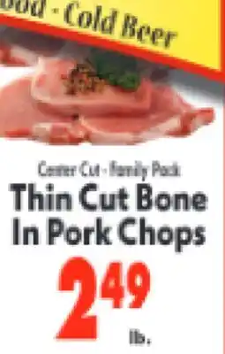 Marino's Supermarket Center Cut • Family Pack Thin Cut Bone In Pork Chops offer