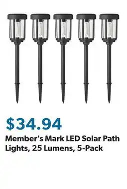 Sam's Club Member's Mark LED Solar Path Lights, 25 Lumens, 5-Pack offer