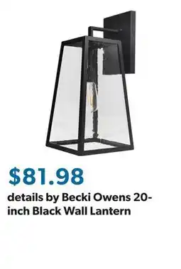 Sam's Club details by Becki Owens 20-inch Black Wall Lantern offer