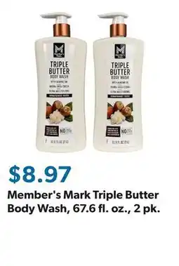 Sam's Club Member's Mark Triple Butter Body Wash, 67.6 fl. oz., 2 pk offer