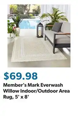 Sam's Club Member's Mark Everwash Willow Indoor/Outdoor Area Rug, 5' x 8' offer