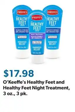 Sam's Club O'Keeffe's Healthy Feet and Healthy Feet Night Treatment, 3 oz., 3 pk offer