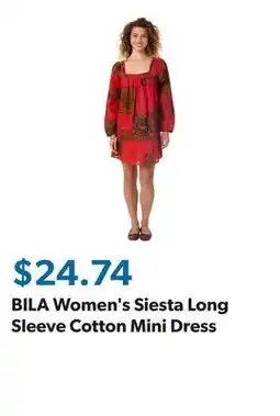 Sam's Club BILA Women's Siesta Long Sleeve Cotton Mini Dress offer