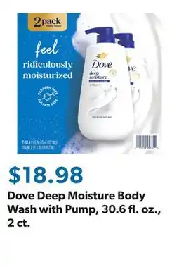 Sam's Club Dove Deep Moisture Body Wash with Pump, 30.6 fl. oz., 2 ct offer