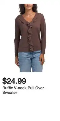 TJ Maxx Ruffle V-neck Pull Over Sweater offer