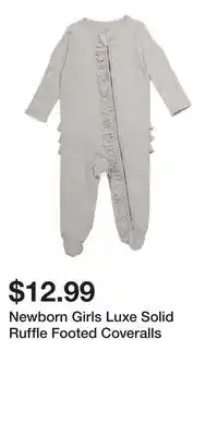 TJ Maxx Newborn Girls Luxe Solid Ruffle Footed Coveralls offer