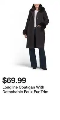 TJ Maxx Longline Coatigan With Detachable Faux Fur Trim offer