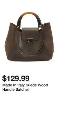 TJ Maxx Made In Italy Suede Wood Handle Satchel offer