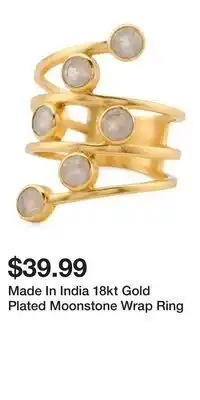 TJ Maxx Made In India 18kt Gold Plated Moonstone Wrap Ring offer
