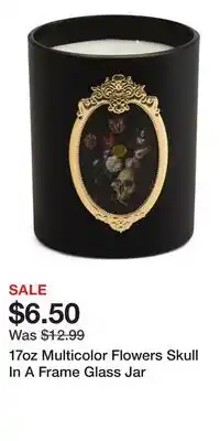 TJ Maxx 17oz Multicolor Flowers Skull In A Frame Glass Jar offer