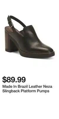 TJ Maxx Made In Brazil Leather Neza Slingback Platform Pumps offer