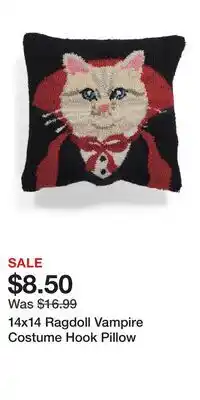 TJ Maxx 14x14 Ragdoll Vampire Costume Hook Pillow offer