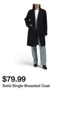 TJ Maxx Solid Single Breasted Coat offer
