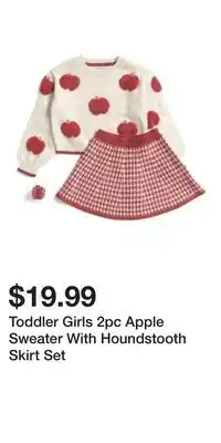 TJ Maxx Toddler Girls 2pc Apple Sweater With Houndstooth Skirt Set offer