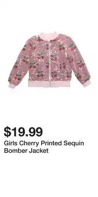 TJ Maxx Girls Cherry Printed Sequin Bomber Jacket offer
