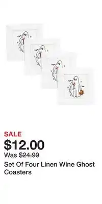 TJ Maxx Set Of Four Linen Wine Ghost Coasters offer
