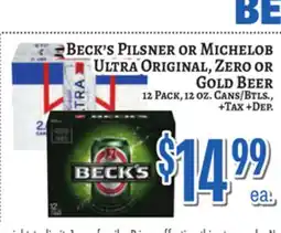 Trade Fair Supermarket Beck's Pilsner OR Michelob Ultra Original, Zero Or Gold Beer offer