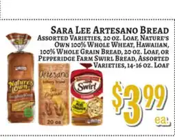 Trade Fair Supermarket SARA Lee ARTESANO BREAD offer