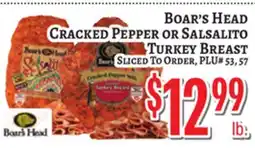 Trade Fair Supermarket Boar's Head CRACKED PEPPER or Salsalito TURKEY BREAST offer